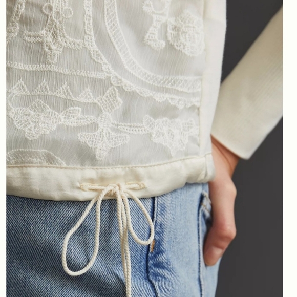 Anthropologie Tiny Romantic Ivory Victorian Style Blouse - Picture 3 of 12